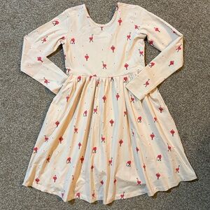Hanna Andersson Cream Long-Sleeve Dress with Red Floral Print